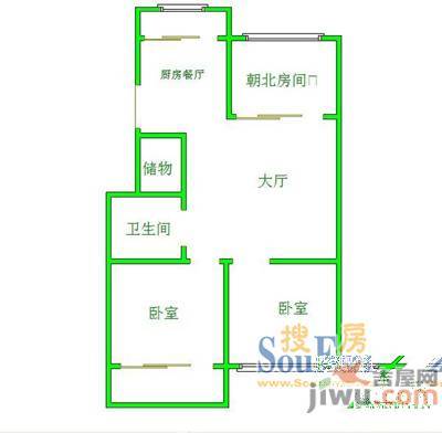 石门路小区2室1厅1卫户型图