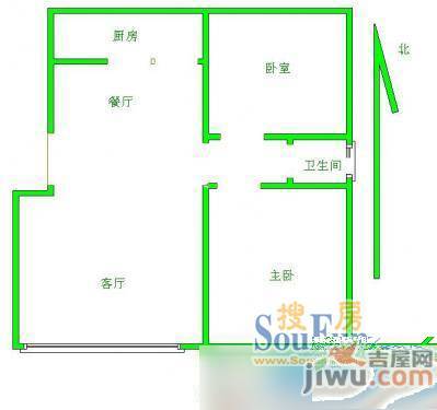 石门路小区2室1厅1卫户型图