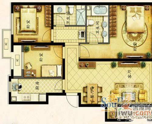 繁华新园3室2厅1卫户型图