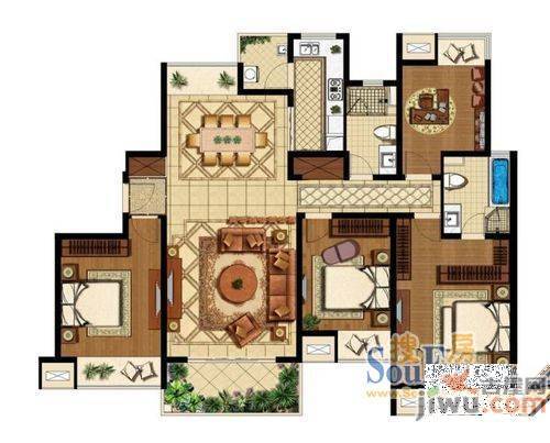 繁华新园3室2厅1卫户型图