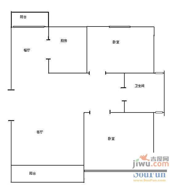 桃园小区2室1厅1卫65㎡户型图