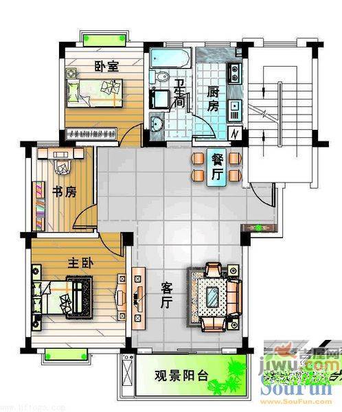 桃园小区2室1厅1卫65㎡户型图