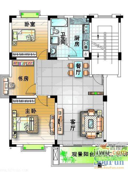 桃园小区2室1厅1卫65㎡户型图