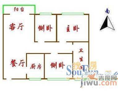 绿怡居3室2厅2卫110㎡户型图