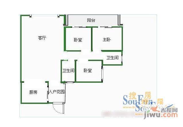 汇林园2室2厅1卫78㎡户型图