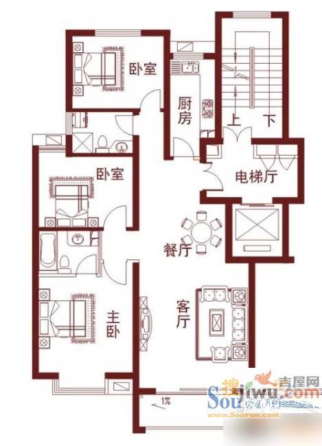 汇林园2室2厅1卫78㎡户型图