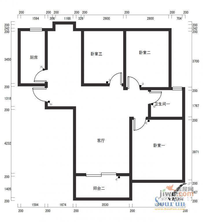 淮北村2室1厅1卫户型图