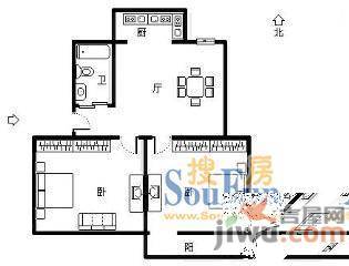 建筑村1室1厅1卫45㎡户型图