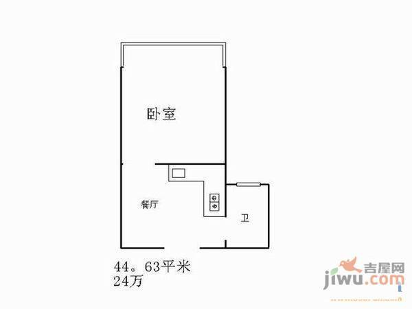 建筑村1室1厅1卫45㎡户型图