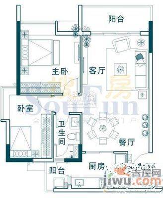 璟泰赢家广场3室2厅1卫109㎡户型图