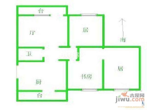 杏林小区3室1厅1卫95㎡户型图