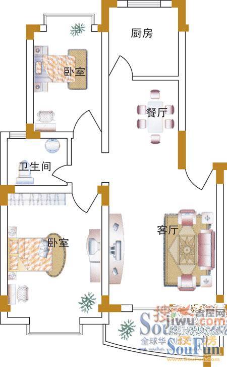 龙岗静安新城3室2厅2卫户型图