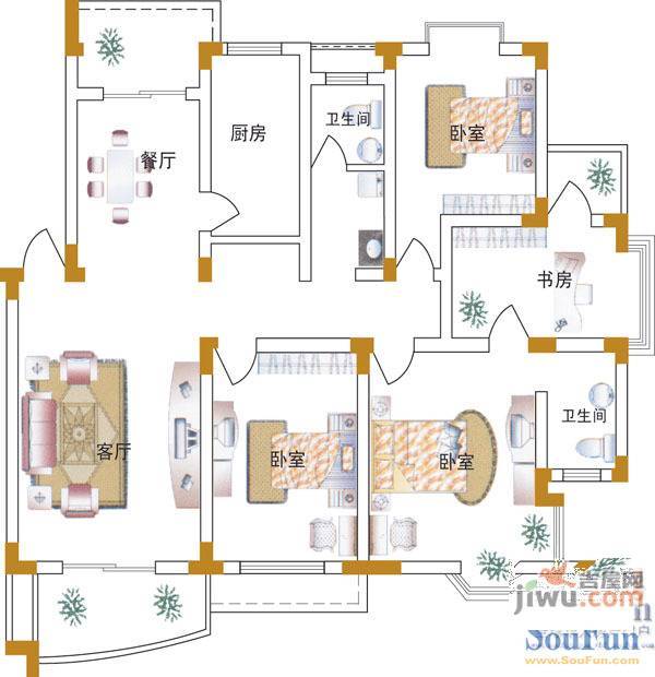 龙岗静安新城3室2厅2卫户型图