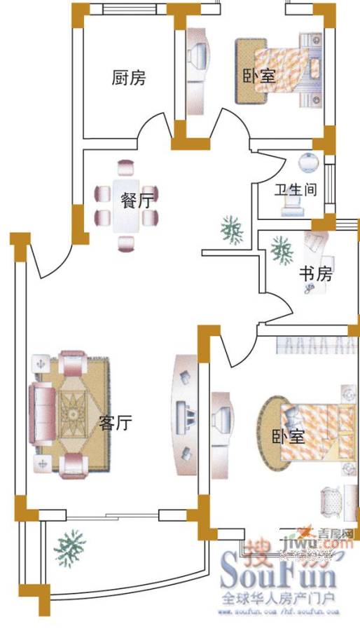 龙岗静安新城3室2厅2卫户型图