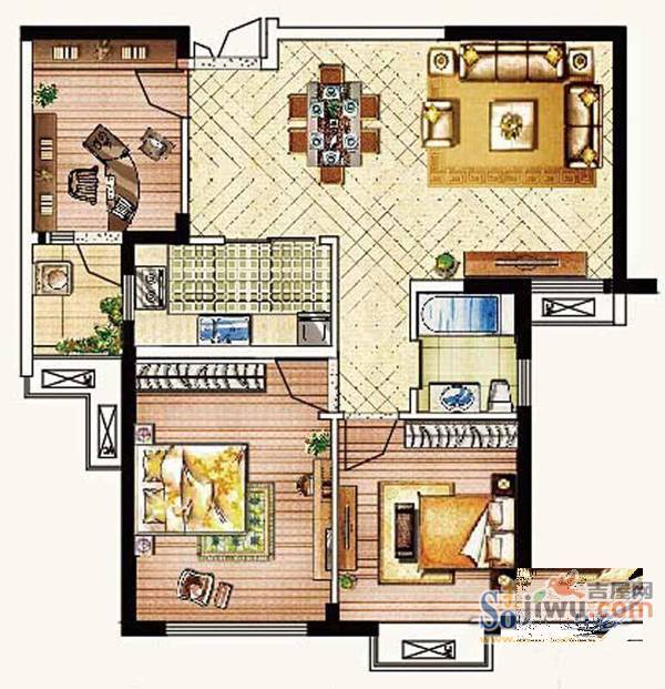 中天左岸公馆1室1厅1卫户型图