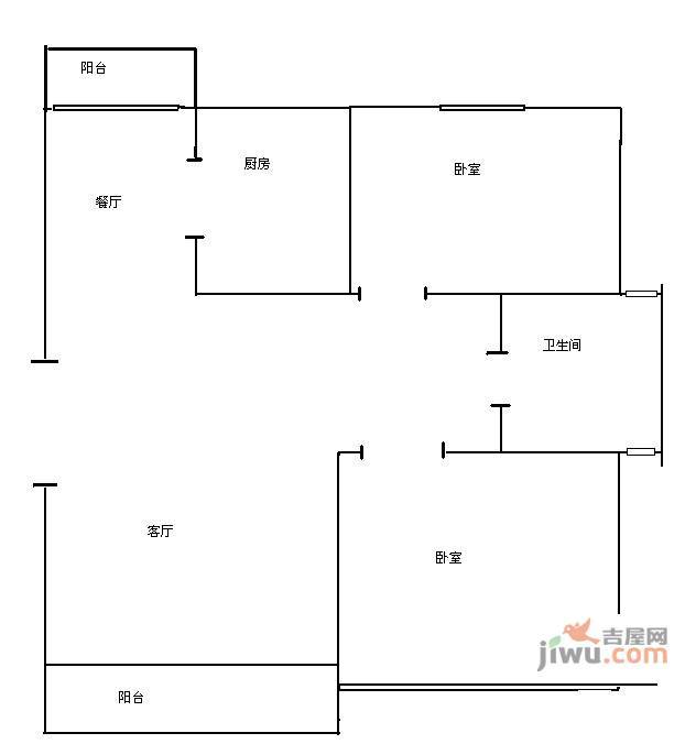 福海新居3室1厅1卫97㎡户型图