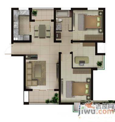 福海新居3室1厅1卫97㎡户型图