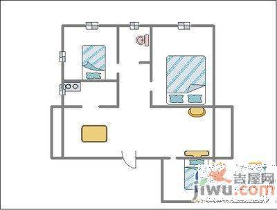 裕兴苑2室1厅1卫77㎡户型图