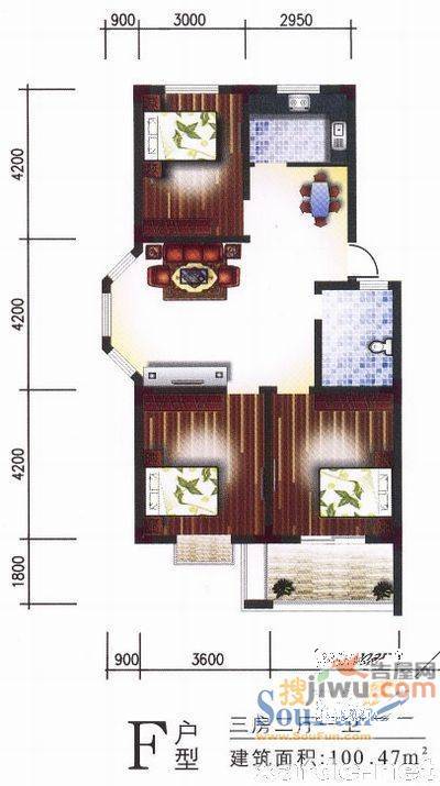 大鹏怡和华庭2室2厅1卫83㎡户型图