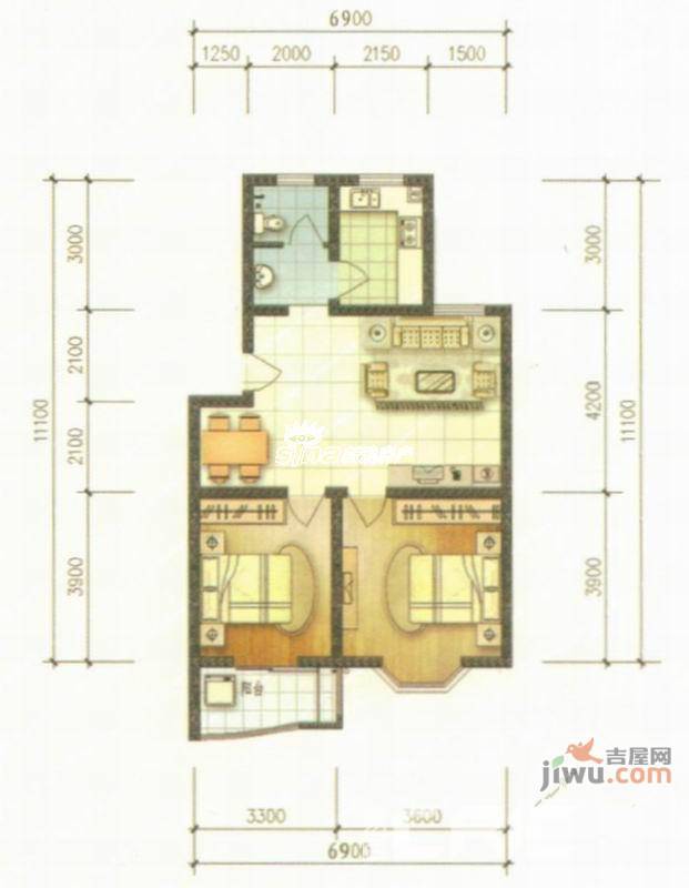 恒丰嘉园3室2厅1卫户型图