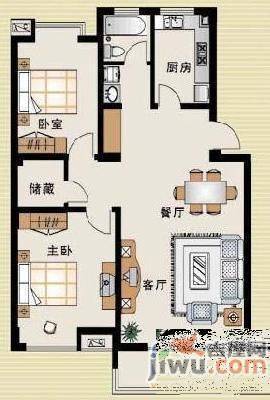 怡莲新城2室2厅1卫109㎡户型图