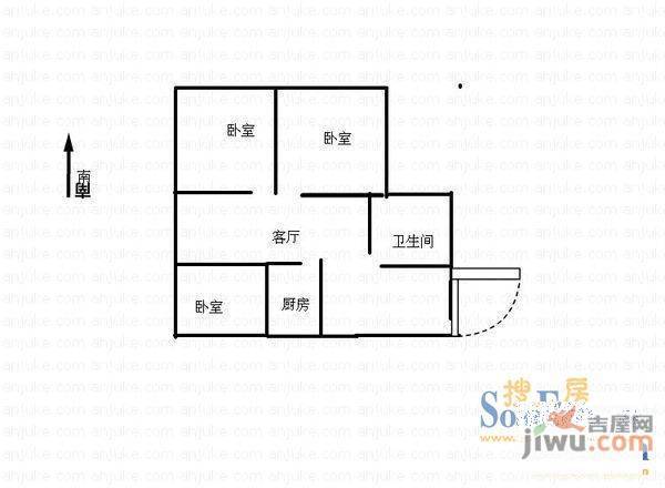 全椒新村2室1厅1卫70㎡户型图