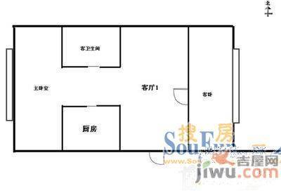 青年路小学宿舍2室1厅1卫60㎡户型图