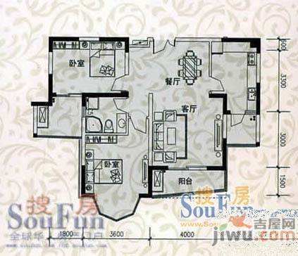 嘉山路跃进村2室1厅1卫52㎡户型图