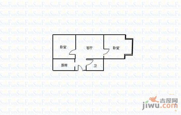 周谷堆2室1厅1卫55㎡户型图