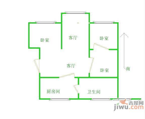 华力小区3室1厅1卫户型图