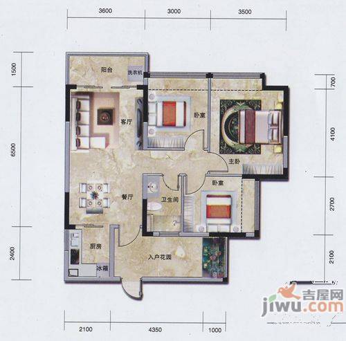 建苑雅居3室2厅2卫户型图