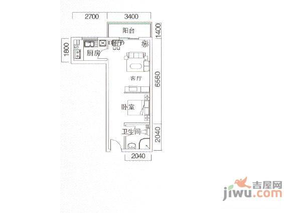 纪元阳光地带2室2厅1卫户型图