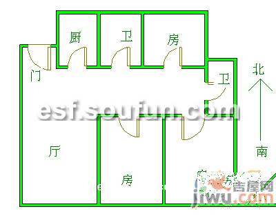 濉溪二村2室1厅1卫70㎡户型图