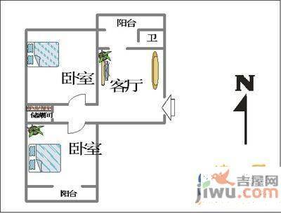 濉溪二村2室1厅1卫70㎡户型图