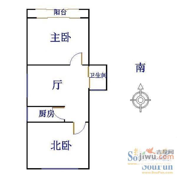 钢铁二村3室1厅1卫户型图