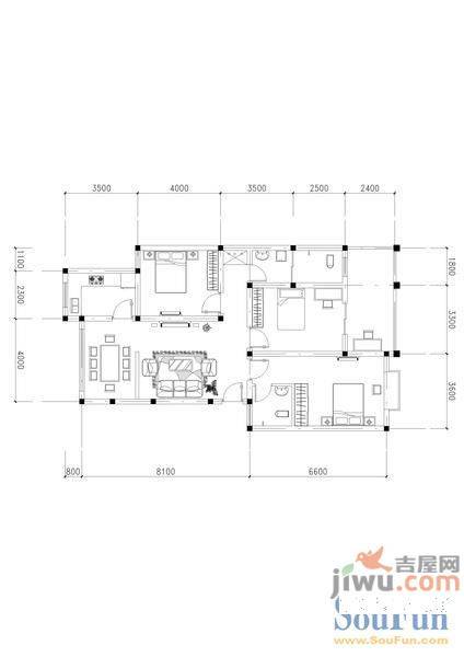 水木春城1室1厅1卫户型图