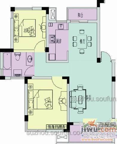 水木春城1室1厅1卫户型图