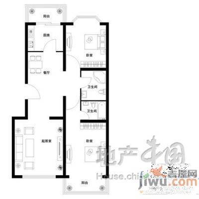 元一美邦国际3室2厅1卫144㎡户型图