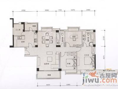 元一美邦国际3室2厅1卫144㎡户型图