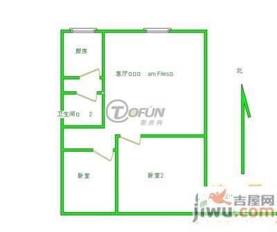 美菱新村2室1厅1卫66㎡户型图