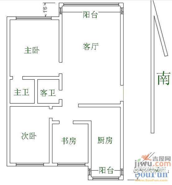 文昌新村2室2厅1卫89㎡户型图