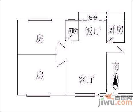 同和民康丹桂园2室2厅1卫户型图