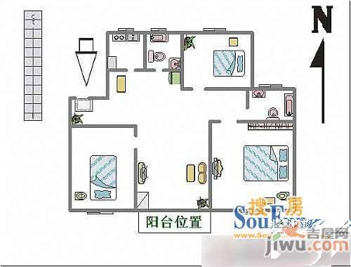 望湖城紫桂苑3室2厅2卫户型图