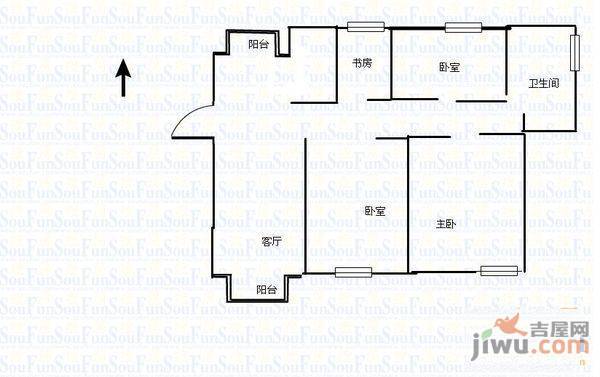 琥珀山庄2室1厅1卫57㎡户型图