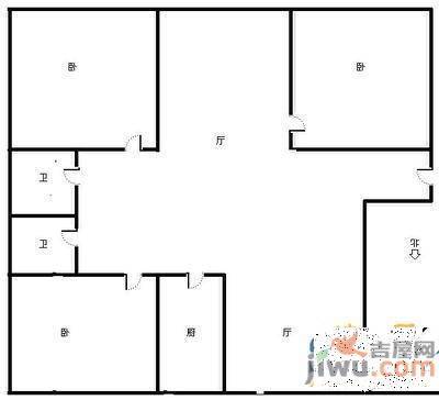 绿缘居3室1厅1卫130㎡户型图