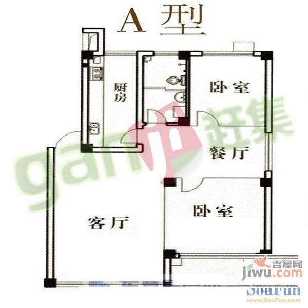 国际花都蓝蝶苑3室1厅1卫104㎡户型图