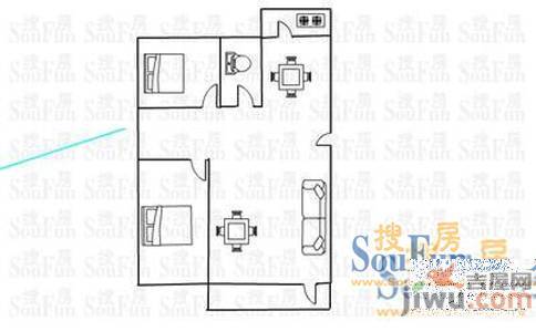 凤凰城家家景园2室2厅1卫90.5㎡户型图