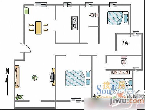 凤凰城家家景园2室2厅1卫90.5㎡户型图