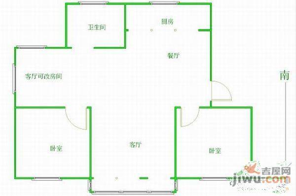 朝阳小区2室1厅1卫62㎡户型图