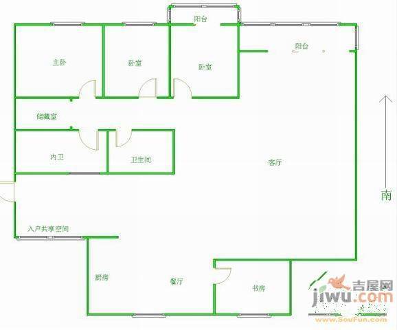 康居时代家园2室2厅1卫109㎡户型图